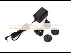 Huoniu Universal Plug Switching Power Adapter 100 240v AC Input 24W US/EU/UK/AU เครื่องเชื่อม 5.5*2.1mm